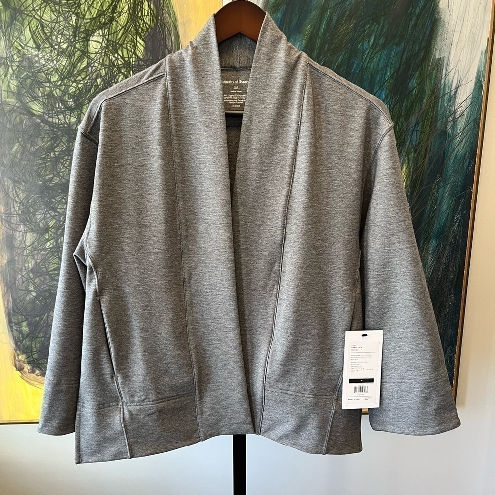 Ministry Of Supply Women’s Fusion Terry Cardigan, XS, Heather Gray NWT